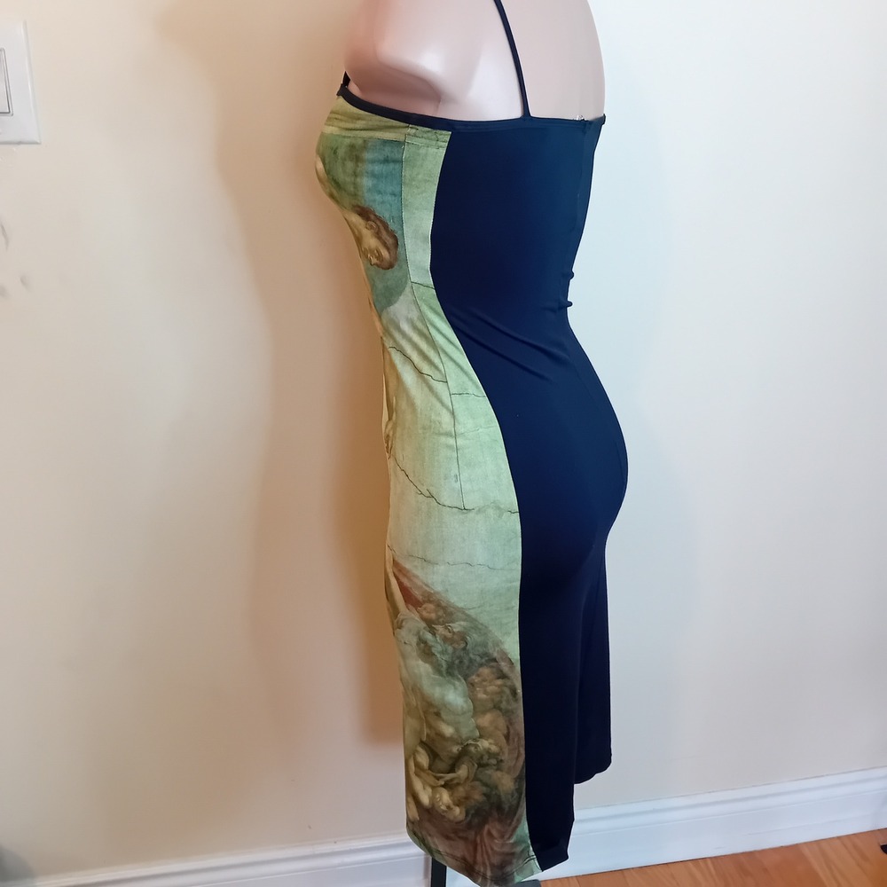 Just In Time VTG 90s Creation Of Adam‎ Regency Art Michelangelo Novelty Dress S - Picture 4 of 15